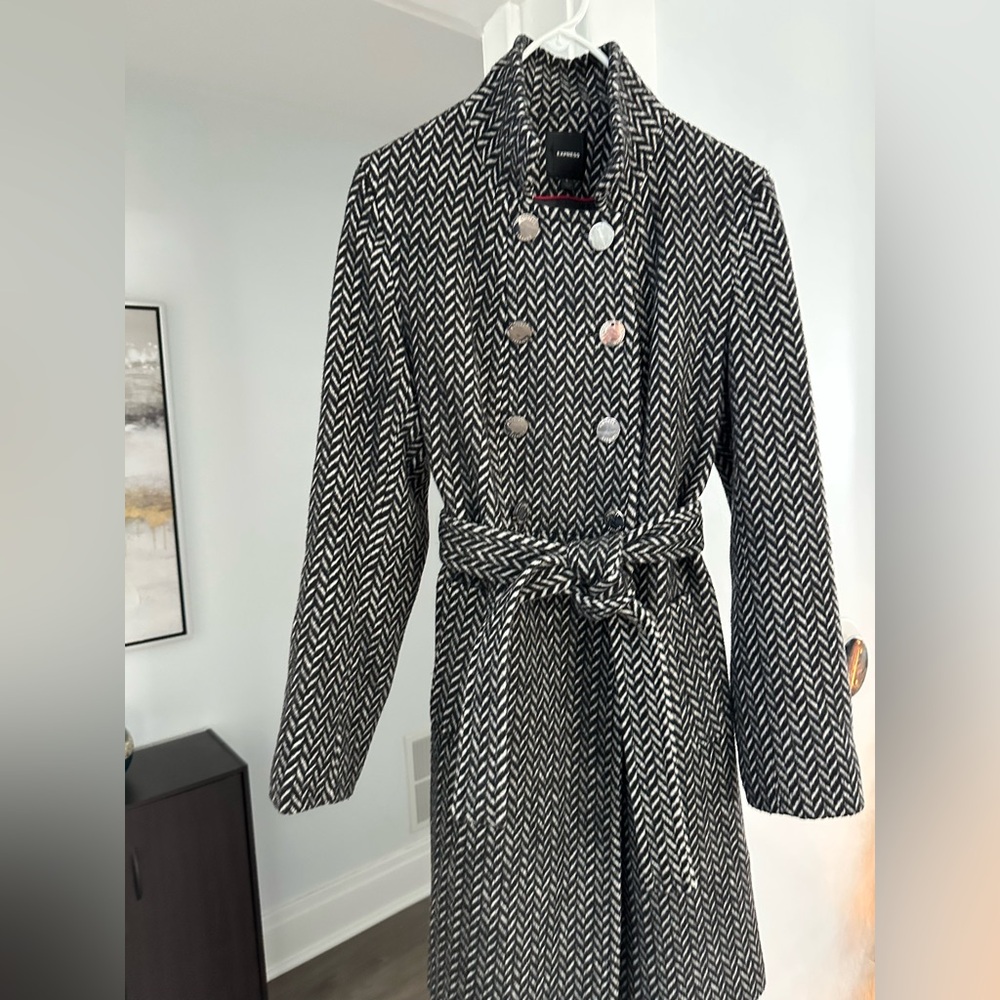 Black and White Express Wool Coat